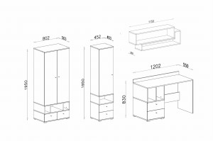 OLAF C Kinderzimmer-Set Jugendzimmer-Set Kleiderschrank Schreibtisch Regal Hängeregal Deine Möbel  