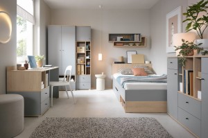 OLAF D Kinderzimmer-Set Jugendzimmer-Set Kleiderschrank Regal Kommode Sideboard Deine Möbel   