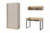 Moderne tienerkamer-set bestaande uit kledingkast, bureau en wandplank.