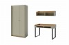 Jugendzimmer-Set in Salbeigrün: Schrank geschlossen, Schreibtisch und Wandboard.