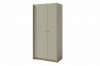 Moderner 2-türiger Kleiderschrank in Salbeigrün mit Holzsockel für das Jugendzimmer.