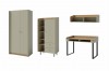 Modernes Jugendzimmer-Möbelset in Salbeigrün und Eiche: Komplettset mit Schrank, Schreibtisch und Regal.