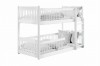 Weißes Etagenbett aus massivem Holz mit Leiter für das Kinderzimmer.