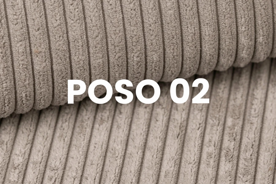 Stoffprobe Poso 02 in Beige: Detailansicht des hochwertigen Cord-Bezugsstoffs.