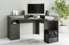 Gaming-Setup mit PC und Monitor auf einem anthrazitfarbenen Eckschreibtisch