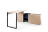 Modern bureau met dressoir in eikenlook en donkerblauw.