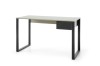 Minimalist desk in grey and black with practical drawer.