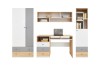 Modernes Poko Jugendzimmer-Set in Weiß, Grau und Eiche mit Schreibtisch und Kleiderschrank.