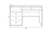 Technisches Diagramm Schreibtisch 125x76x55 cm mit 3 Schubladen und Ablagefächern.