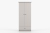 Grauer zweitüriger Kleiderschrank Oskar mit Schublade, modernes Design für Kinderzimmer.