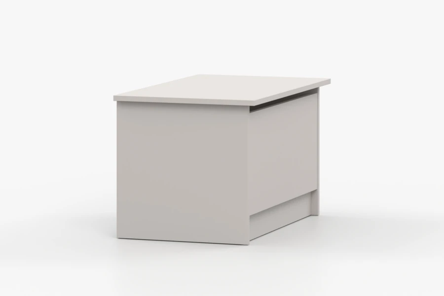 Moderne witte speelgoedkist van hout voor de kinderkamer, strak design en veel opbergruimte.