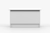 Minimalistischer weißer Schreibtisch oder Sideboard für eine moderne Inneneinrichtung.