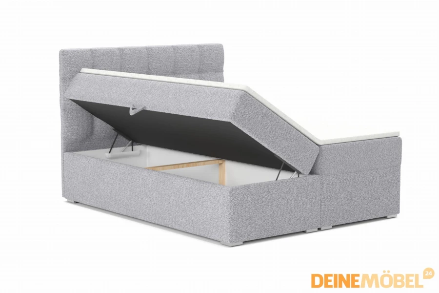 Abi Boxspringbett mit praktischem, aufklappbarem Bettkasten für viel Stauraum.