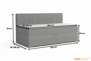 MATI BIS 90x200 Kronos 34 Anthrazit Boxspringbett Polsterbett Komplettbett Deine Möbel