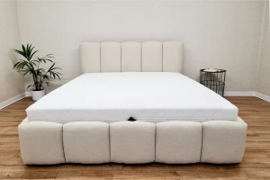 VIVIAN 180x200 Boucle Quelle 03 Creme Polsterbett mit Bettkasten und Lattenrost Bouclé Deine Möbel