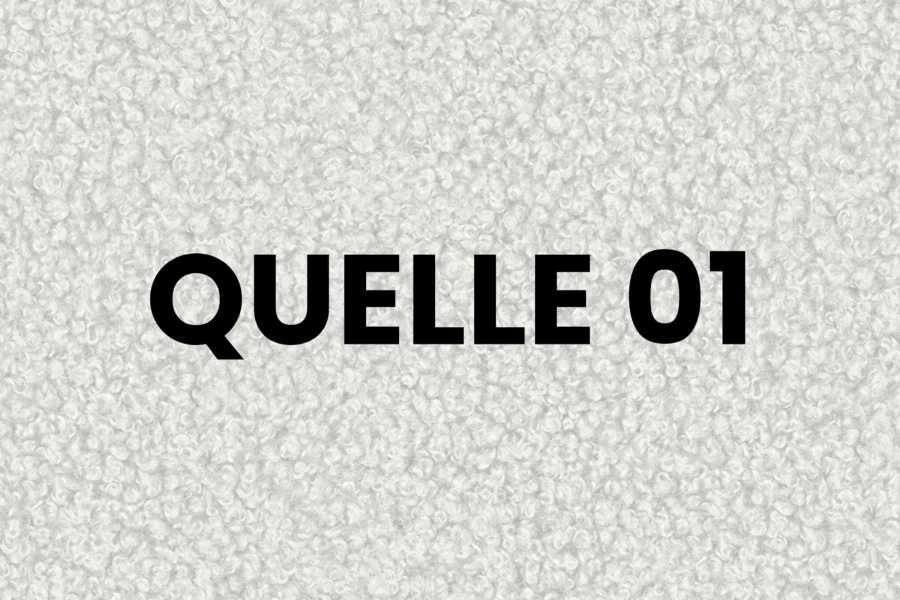 Detailaufnahme der Textur des weißen Bouclé-Stoffs Quelle 01 für Polstermöbel.