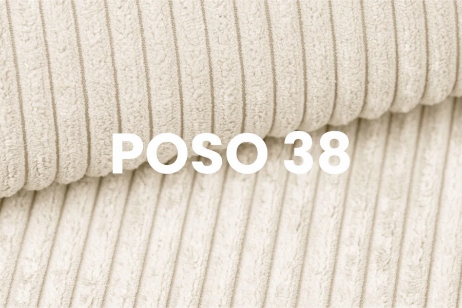 Nahaufnahme des hochwertigen Cord-Stoffes POSO 38 in Beige für Polstermöbel.