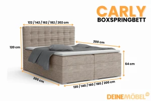CARLY 120x200 Cord Poso 55 Hellgrau Boxspringbett Boxspring Boxbett Komplettbett Polsterbett Cord-Samt Deine Möbel