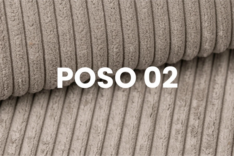Stoffmuster Poso 02 in Beige – Detailansicht der hochwertigen Cord-Struktur für Betten.
