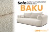 Modernes Sofa Baku in beige mit gemütlichem Bouclé-Stoff für das Wohnzimmer.