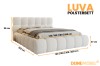 Maatschets voor het LUVA gestoffeerde bed met verschillende grootte-opties en hoogtes.