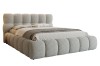 Modernes Polsterbett in Hellgrau mit Bouclé-Bezug und modularem Design