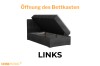 Boxspringbett mit Bettkasten: Darstellung der praktischen Öffnungsfunktion auf der linken Seite.