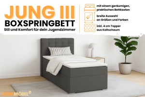 JUNG 3 90x200 Kronos 34 Anthrazit Boxspringbett Polsterbett Komplettbett Deine Möbel