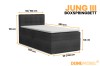 Maßangaben für das Boxspringbett JUNG III mit Kopf- und Fußteil-Abmessungen.
