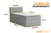 Maßangaben für das Jung III Boxspringbett: Höhe 110 cm, Länge 205 cm, Breite 90/100 cm.