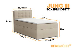 JUNG 3 90x200 Paros 2 Beige Boxspringbett Polsterbett Komplettbett Deine Möbel