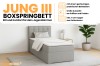 Jung III Boxspringbett in Grau für Jugendzimmer mit Topper und praktischem Bettkasten.