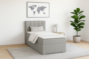 JUNG 3 90x200 Paros 5 Hellgrau Boxspringbett Polsterbett Komplettbett Deine Möbel