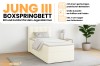 Boxspringbett Jung III Features: Geräumiger Bettkasten, große Farbauswahl und Kaltschaum-Topper.