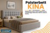 Polsterbett KINA Werbebild mit Details zum Velours-Bezug, Bettkasten und modernem Design.
