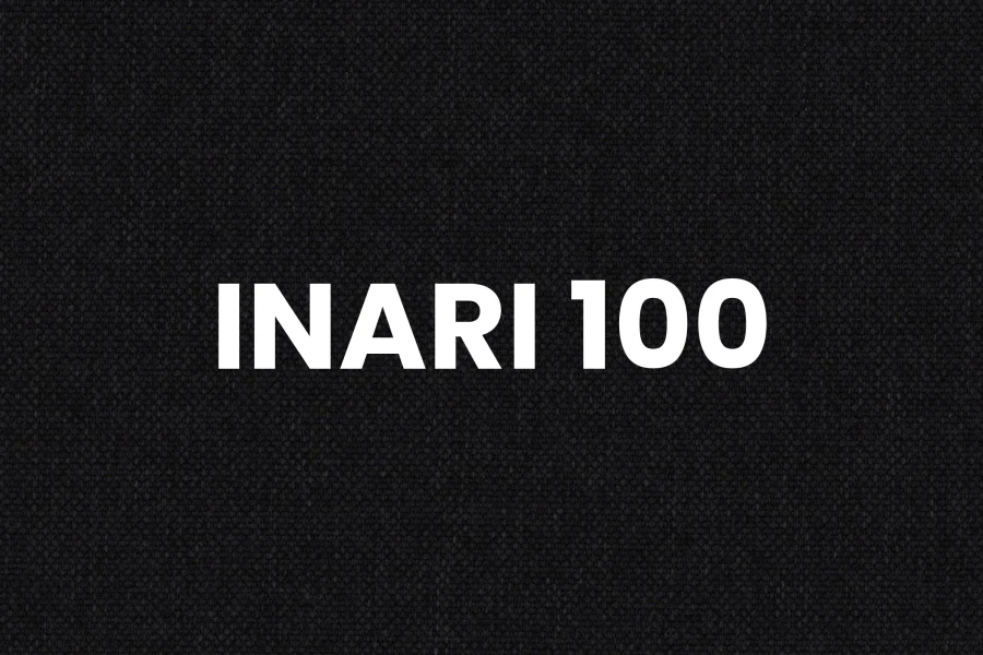 Fabric sample Inari 100 in black, high-quality texture for upholstered beds and furniture.