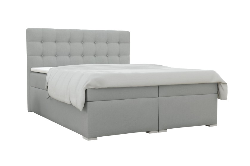 CLAUDIA 140x200 Velour Paros 5 Hellgrau Boxspringbett mit Bettkasten Deine Möbel