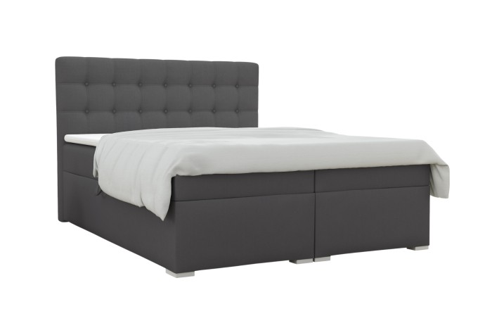 Boxspringbett Claudia in Dunkelgrau freigestellt auf weißem Hintergrund.