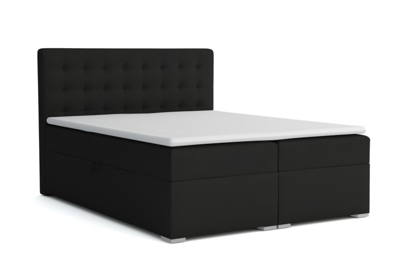 LIVIA 140x200 Kronos 7 Schwarz Boxspringbett mit Bettkasten Deine Möbel
