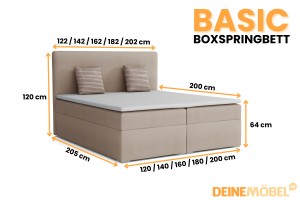 BASIC 200x200 Velour Paros 2 Beige Boxspringbett mit Bettkasten Deine Möbel