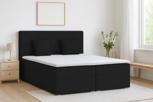 BASIC 200x200 Velour Kronos 7 Schwarz Boxspringbett mit Bettkasten Deine Möbel