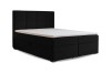 Boxspringbett Caro in Schwarz mit gepolstertem Kopfteil vor weißem Hintergrund.