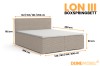 Maßskizze für das Boxspringbett Lon III mit verschiedenen Größenoptionen.