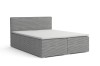 Hellgraues Boxspringbett in Cord-Optik auf weißem Hintergrund
