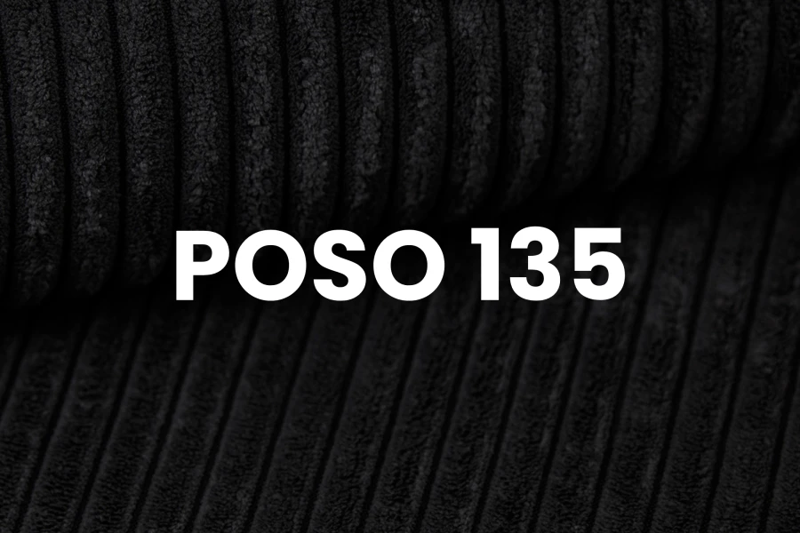 Schwarzer Cordstoff Poso 135 mit feiner Rippenstruktur für Möbelbezüge.