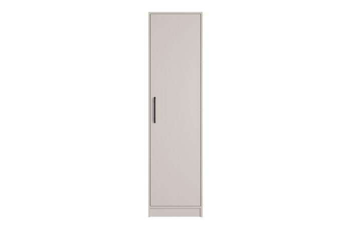 Moderner, schmaler Kleiderschrank in Kaschmir mit einem schwarzen Griff und minimalistischem Design.