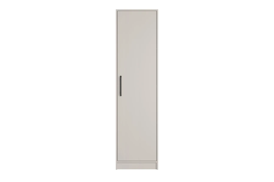 Moderner, schmaler Kleiderschrank in Kaschmir mit einem schwarzen Griff und minimalistischem Design.