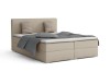 Beiges Boxspringbett Bello mit Polsterkopfteil und dekorativen Kissen