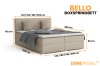 Bello Boxspringbett beige mit detaillierten Maßangaben für verschiedene Bettbreiten.
