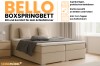 Beiges Boxspringbett Bello mit 2 Bettkästen und 3 cm Kaltschaum-Topper.